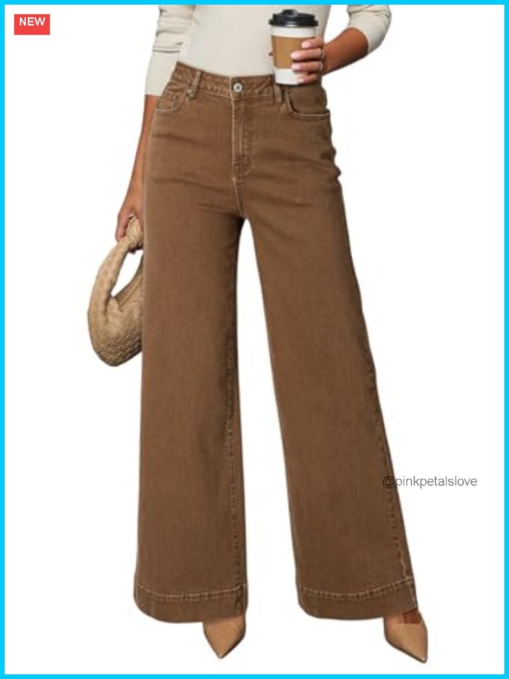High Waisted Wide Leg Stretch Denim Jeans for Women